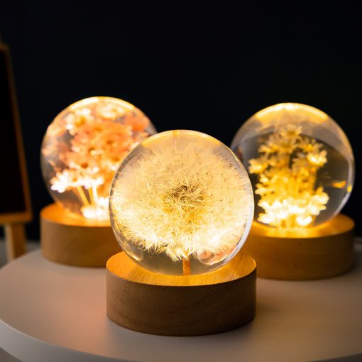 Boule de Cristal Fleurs Lumineuse 3D