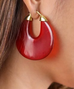 Alternative view of Boucles d'oreilles créoles corne de buffle - Nature Bijoux