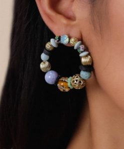 Alternative view of Boucles d’oreilles poussoir face perlée - Franck Herval