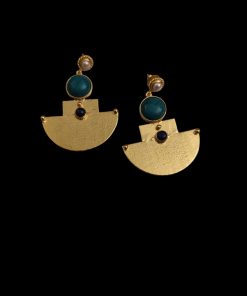 boucles-oreilles-plaque-or-turquoise-perle