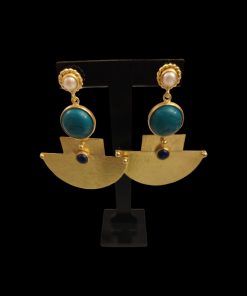 boucles-oreilles-plaque-or-turquoise-perle