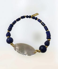 Alternative view of Bracelet nacre blanche et lapis lazuli- Nature Bijoux