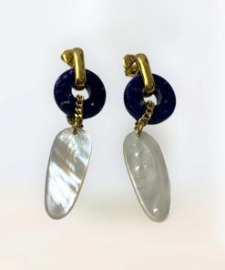 Alternative view of Boucles d'oreilles nacre et lapis lazuli - Nature Bijoux