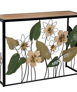 console-florale-en-metal-multicolore