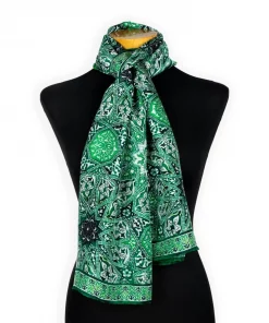 echarpe-en-soie-verte-imprime-ottoman
