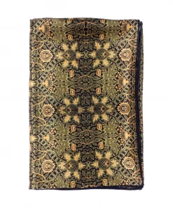 echarpe-soie-verte-imprime-art-nouveau