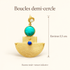 Boucles demi-cercle avec pierre verte : hauteur totale 5,5 cm