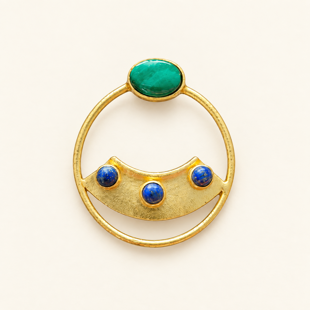 Boucles d’oreilles circulaires en malachite et lapis-lazuli