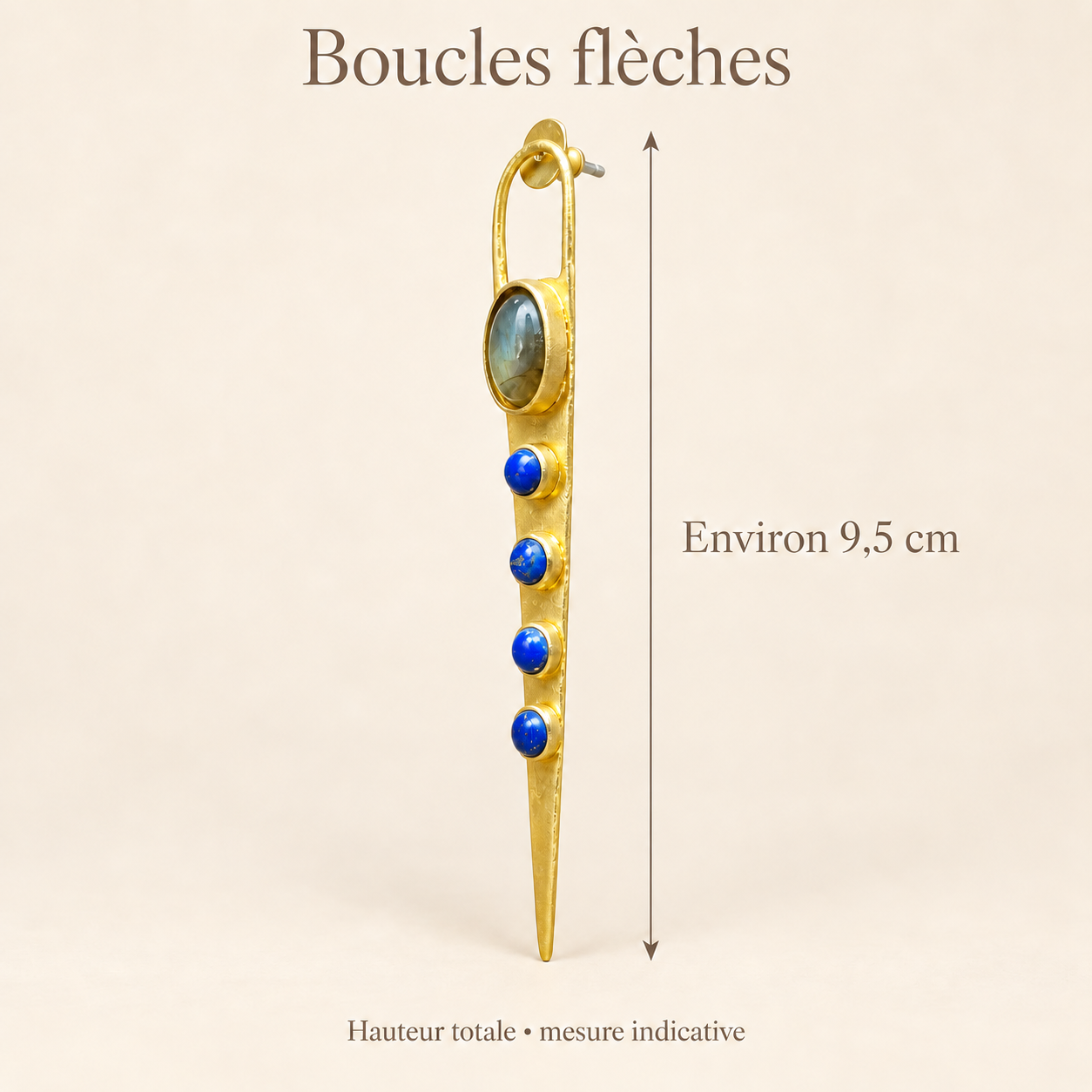 Boucles flèches : hauteur totale 9,5 cm